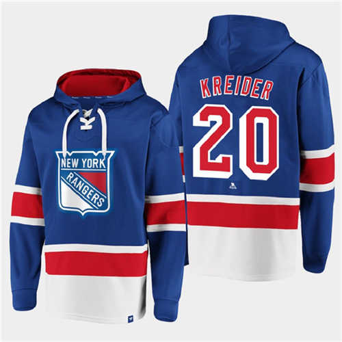 New York Rangers #20 Chris Kreider Royal All Stitched Sweatshirt Hoodie